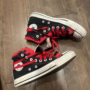 Converse Double Tongue Custom Hightop Sz 8